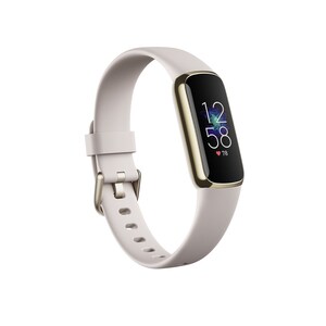 Fitbit Luxe Smart Band - Lunar White, Soft Gold Stainless Steel - Stainless Steel Case - Silicone Band - Text Messaging, P