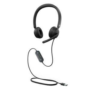 Microsoft Modern Wired On-ear Stereo Headset - Nordic Black - Binaural - Noise Reduction Microphone - USB