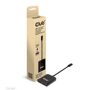 Club 3D USB3.2 Gen2 Type-C(DP Alt-Mode) to DisplayPort Dual Monitor 4K60Hz M/F MST Hub - 3840 × 2160 - DisplayPort - USB