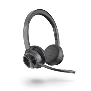 Poly Voyager 4300 UC 4320-M Headset - Stereo - USB Type A - Wired/Wireless - Bluetooth - 164 ft - 20 Hz - 20 kHz - Over-th