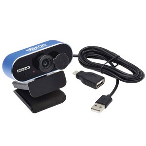 Tripp Lite USB Webcam w Microphone, Privacy Cover for Laptops & Desktop PCs - 1920 x 1080 Video - Microphone - Notebook, C