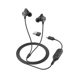 Logitech Zone Wired Earbud Stereo Earset - Graphite - Binaural - In-ear - 16 Ohm - 20 Hz to 16 kHz - 145 cm Cable - Noise 