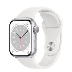 Apple Watch Series 8 GPS 41mm Silver Aluminium Case with White Sport Band - Regular