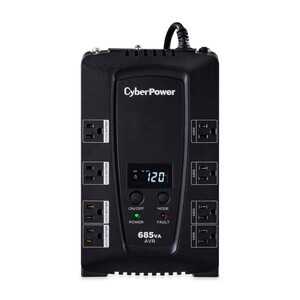 CyberPower CP685AVRLCD Intelligent LCD UPS Systems - 685VA/390W, 120 VAC, NEMA 5-15P, Compact, 8 Outlets, LCD, PowerPanel®