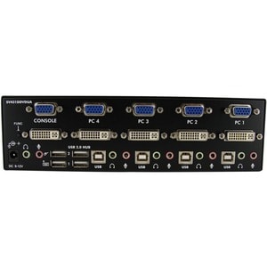 StarTech.com 4 Port DVI VGA Dual Monitor KVM Switch USB with Audio and USB 2.0 Hub - 4 Computer(s) - 1 Local User(s) - SVG