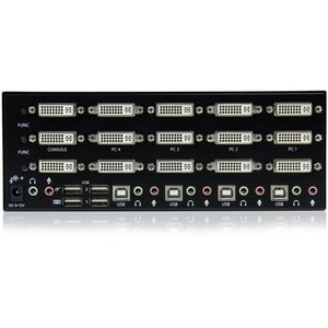 StarTech.com 4 Port Triple Monitor DVI USB KVM Switch with Audio & USB 2.0 Hub - Multi Monitor KVM - USB DVI KVM Switch - 