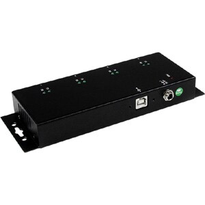 StarTech.com 4 Port USB to Serial RS232 Adapter - Wall Mount - Din Rail - COM Port Retention - FTDI USB to DB9 RS232 Hub (