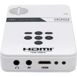 AAXA LED Pico Projector with 80 Minute Battery Life, mini-HDMI, 15,000 hour LED Life, and Media Player - 1280 x 720 - Fron