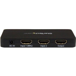 StarTech.com 2-Port HDMI Automatic Video Switch w/ Aluminum Housing and MHL Support - 2x1 HDMI Switcher Box with Support f