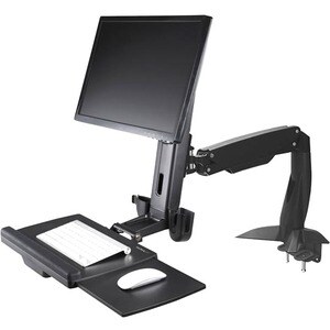 StarTech.com Brazo de Soporte de Pie y Sentado Ajustable VESA para Monitores de hasta 24 Pulgadas con Soporte para Teclado