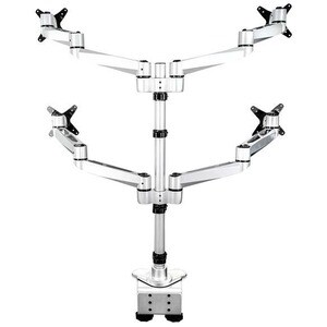 StarTech.com ARMQUADPS Desk Mount for Monitor - Silver - TAA Compliant - Yes - 4 Display(s) Supported - 68.6 cm (27") Scre