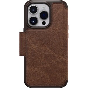 OtterBox Strada Carrying Case (Folio) Apple iPhone 14 Pro Smartphone - Espresso (Brown) - Drop Resistant - Leather, Metal,