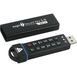 Apricorn Aegis Secure Key 3.0 - USB 3.0 Flash Drive - 30 GB - USB 3.0 - 195 MB/s Read Speed - 162 MB/s Write Speed - 256-b
