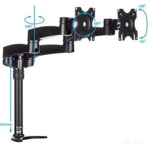 StarTech.com Dual Monitor Arm - Height Adjustable, Desk Surface or Grommet Mount for Two Displays with Cable Management - 