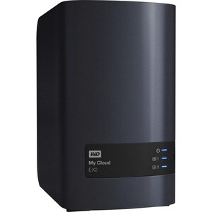 WD My Cloud EX2 WDBVBZ0080JCH-EESN 2 x Total Bays NAS Storage System - Marvell 1.20 GHz - 512 MB RAM Tower - RAID Supporte