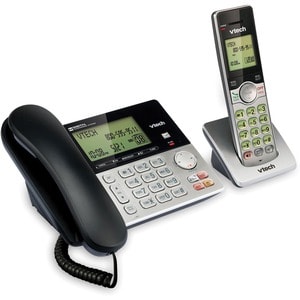 VTech CS6949 DECT 6.0 Standard Phone - Black, Silver - Cordless - Corded - 1 x Phone Line - Speakerphone - Answering Machi