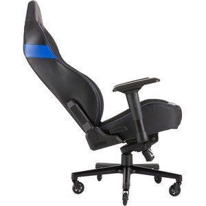 Corsair T2 ROAD WARRIOR Gaming Chair - Black/Blue - For Game, Office, Desk - PU Leather, Steel - Black, Blue