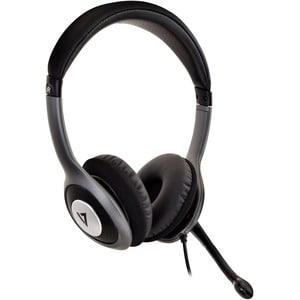 V7 HU521-2EP Wired Over-the-head, On-ear Stereo Headset - Black, Grey - Binaural - Circumaural - 32 Ohm - 20 Hz to 20 kHz 