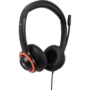 V7 HA530E Wired Over-the-head Stereo Headset - Black, Red - Binaural - Supra-aural - 32 Ohm - 200 cm Cable - Noise Cancell