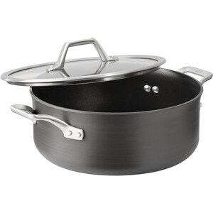 Calphalon Signature Nonstick 5-Qt. Dutch Oven With Cover - - Brushed Stainless Steel Handle, Hard Anodized Aluminum, Tempe