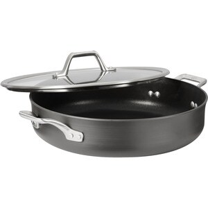Calphalon Signature Nonstick 5-Qt. Sauteuse Pan With Cover - - Brushed Stainless Steel Handle, Hard Anodized Aluminum, Tem