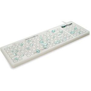 Swipe Clean Hygienic Silicone Washable Keyboard - SaniType "Swipe Clean" Smooth Surface Washable Keyboard (White) (USB) | 