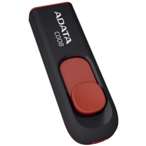 Adata 8GB Classic C008 USB 2.0 Flash Drive - 8 GB - USB 2.0 - Black, Red