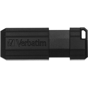 Verbatim PinStripe 128 GB USB 2.0 Flash Drive - Black - 10 MB/s Read Speed - 4 MB/s Write Speed - 2 Year Warranty