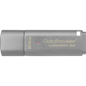 Kingston DataTraveler Locker+ G3 64 GB USB 3.0 Flash Drive - Silver - 135 MB/s Read Speed - 40 MB/s Write Speed - 5 Year W