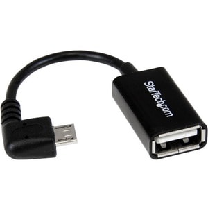 StarTech.com 13cm Right Angle Micro USB to USB OTG Host Adapter M/F - Angled Micro USB Male to USB A Female On-The-Go Host