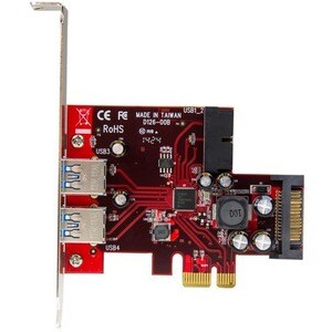 StarTech.com Scheda Espansione PCI Express USB 3.0 a 4 porte - 2 interne, 2 esterne - Adattatore PCIe alimentato SATA - 4 