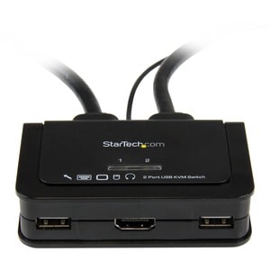 2 Port USB HDMI Cable KVM Switch with Audio and Remote Switch - USB Powered KVM with HDMI - Dual Port HDMI KVM Switch (SV2