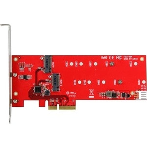 StarTech.com 2x M.2 SSD Controller Card - PCIe - PCI Express M.2 SATA III Controller - NGFF Card Adapter - 2 Total SATA Po