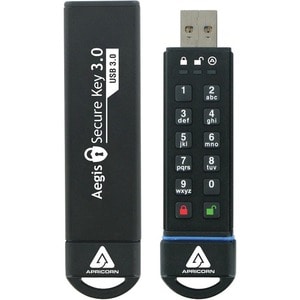 Apricorn Aegis Secure Key 3.0 - USB 3.0 Flash Drive - 480 GB - USB 3.0 - 195 MB/s Read Speed - 162 MB/s Write Speed - 256-