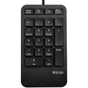V7 Professional Keypad - Cable Connectivity - USB Interface - Black - 21 Key Calculator, Esc, My Computer Hot Key(s) - Win