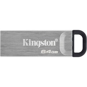 Kingston DataTraveler Kyson 64 GB USB 3.2 (Gen 1) Type A Flash Drive - Silver - 200 MB/s Read Speed - 1 Piece