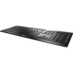 CHERRY STREAM Wireless Black Keyboard - Full Size, Whisper Quiet Key Strokes, Status LEDs, AES-128 Bit Encryption