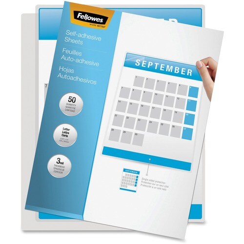Fellowes Self Adhesive Laminating Sheets - Sheet Size Supported: Letter - Laminating Pouch/Sheet Size: 9.25" Width x 3 mil