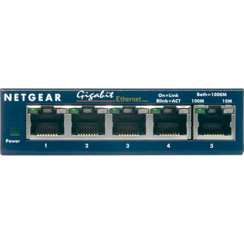 Netgear ProSafe GS105GE 5 Ports Ethernet Switch - Gigabit Ethernet - 10/100/1000Base-T - 2 Layer Supported - Twisted Pair 