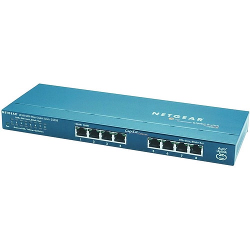 Netgear ProSafe GS108 8 Ports Ethernet Switch - Gigabit Ethernet - 10/100/1000Base-T - 2 Layer Supported - Twisted Pair - 