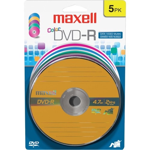 Maxell 16x DVD-R Media - 4.7GB - 120mm Standard - 5 Pack Blister Pack