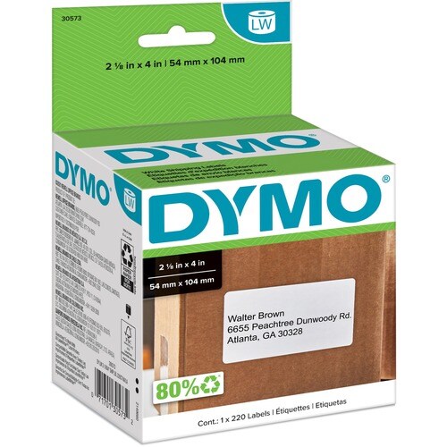 Dymo Shipping Labels - 2 1/8" x 4" Length - White - 220 / Pack