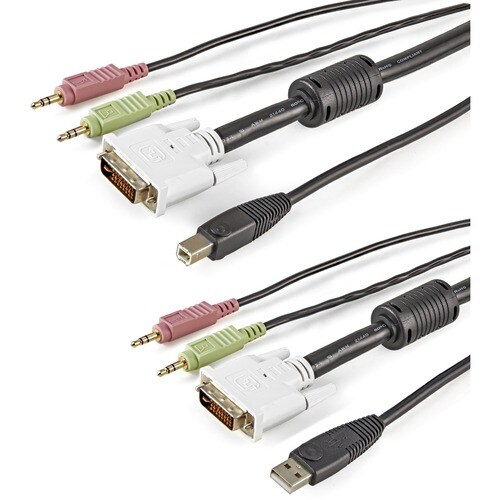 StarTech.com Cable KVM USB DVI 4 en 1 con Audio y Micrófono- 10 pies - Extremo prinicpal: 1 x DVI-I Macho Vídeo digital, E