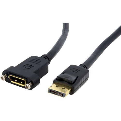 StarTech.com 3ft (1m) Panel Mount DisplayPort Cable, 4K x 2K Video, DisplayPort 1.2 Extension Cable Male to Female, DP Ext