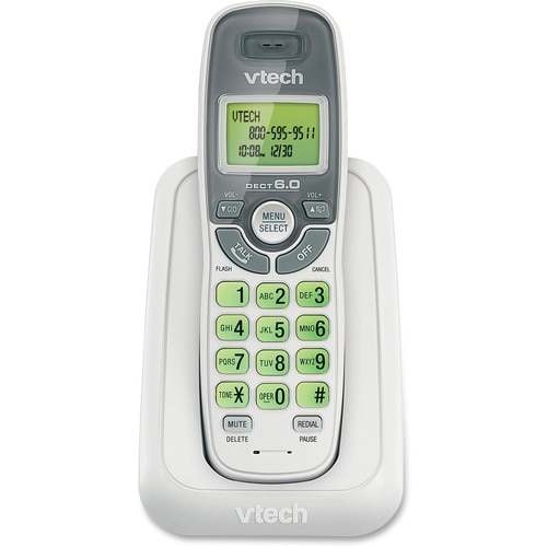 VTech CS6114 DECT 6.0 Cordless Phone with Caller ID/Call Waiting, White with 1 Handset - 1 x Phone Line - Backlight