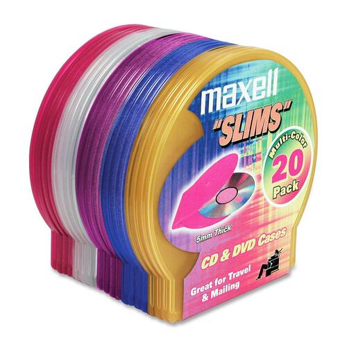 Maxell CD-355 Jewel Cases - Jewel Case - Book Fold - Plastic - Blue, Brown, Gold, Red, Teal - 1 CD/DVD
