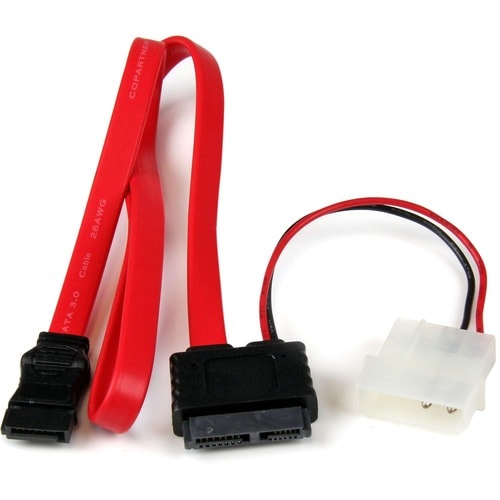 StarTech.com 50cm 20in. Slimline SATA to SATA with LP4 Power Cable Adapter - slim SATA Adapter - slimline Adapter - slim S