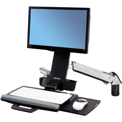 Ergotron StyleView Multi Component Mount for Notebook, Mouse, Keyboard, Monitor, Scanner - Polished Aluminum - 1 Display(s