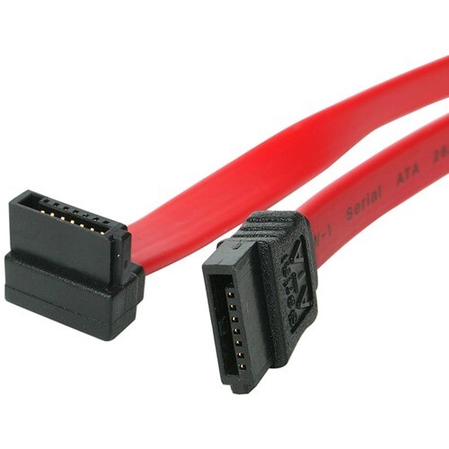StarTech.com 12in SATA to Right Angle SATA Serial ATA Cable - 7-pin SATA - 7-pin SATA - 6 Gbit/s - 26 AWG - Red