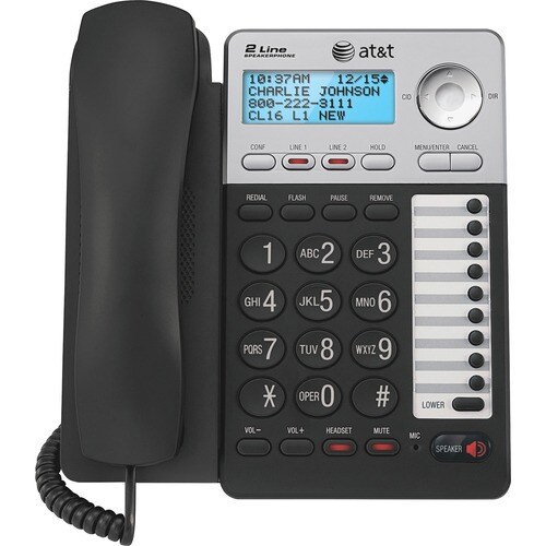 AT&T ML17929 Standard Phone - Silver - 2 x Phone Line - Speakerphone - Backlight